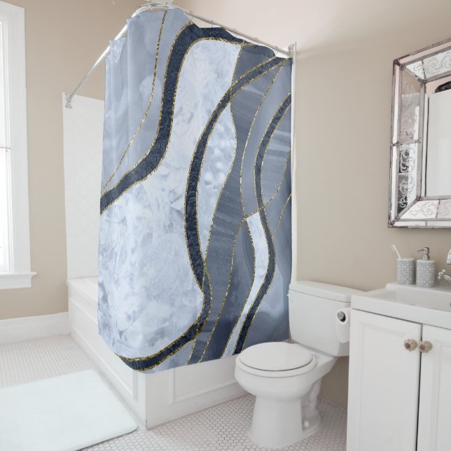 Rideaux De Douche Marble Agate Gold Glam 8 (En situation)