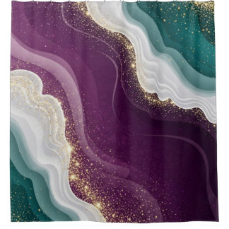 Rideaux De Douche Marbre à motif paillettes or luxe