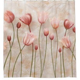Rideaux De Douche Marbre avec tulipes à clarette : délicat.