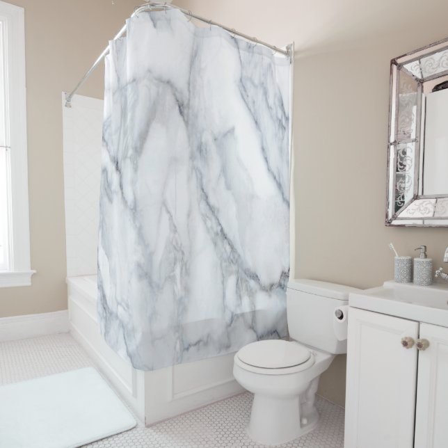 Rideaux De Douche Marbre blanc Carrara Calacatta Texture (En situation)