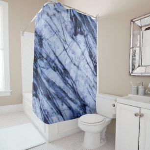 Rideaux De Douche Marbre bleu et blanc tourbillonnant chic moderne