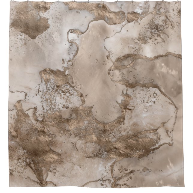 Rideaux De Douche Marbre de Taupe et or abstrait (Devant)