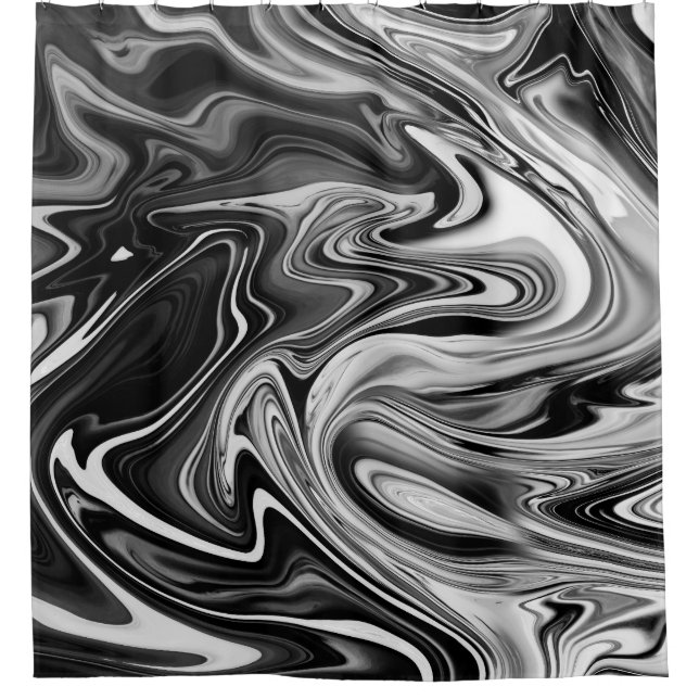 Rideaux De Douche Marbre élégant 7 - Noir et blanc liquide (Devant)