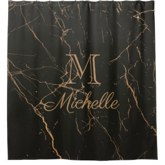 Rideaux De Douche Marbre noir et d'or