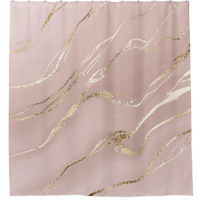 Rideaux De Douche Marbre rose aux veines dorées (Devant)