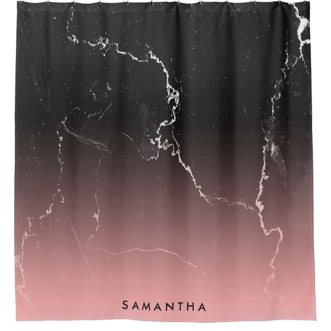 Rideaux De Douche Marbre rose et noir (Devant)