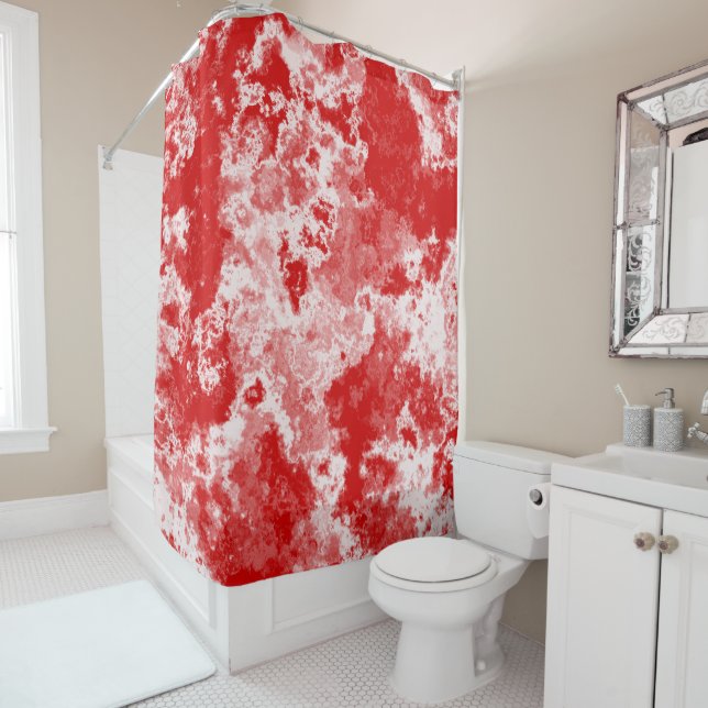 Rideaux De Douche Marbre rouge et blanc abstrait (En situation)