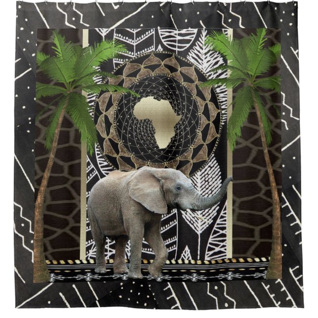 Rideaux De Douche Marche des éléphants africains (Devant)