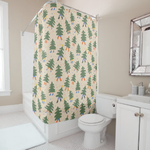 Rideaux De Douche Marche Whimsical Motif des arbres de Noël