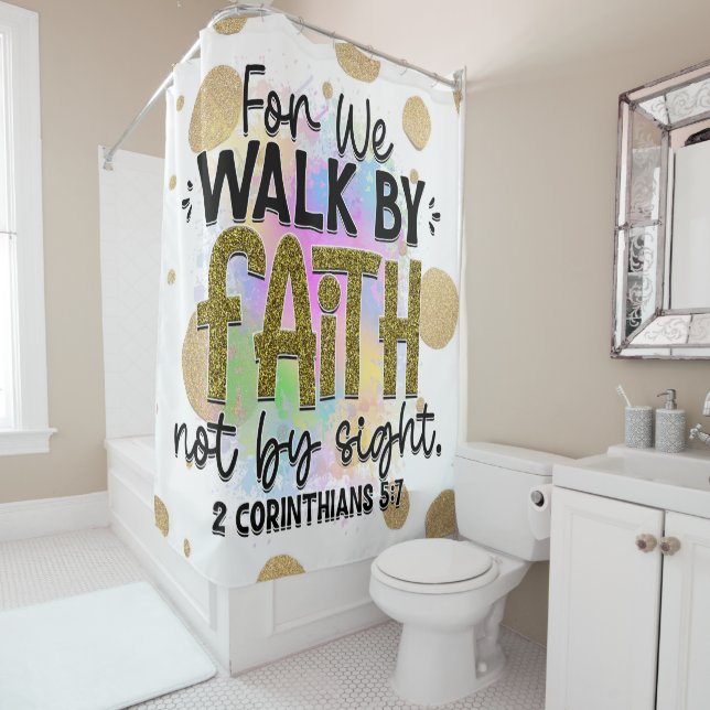 Rideaux De Douche Marcher par la foi Bible Verse (En situation)