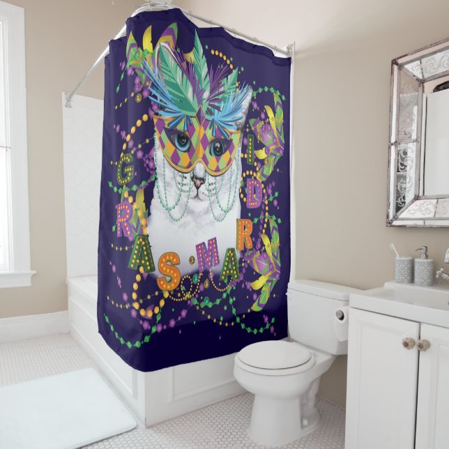 Rideaux De Douche Mardi Gras Chat, Funny Mardi Gras (En situation)