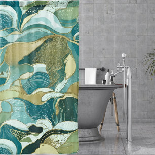 Rideaux De Douche Marée sarcelle : Abstraction inspirée de l'océan 