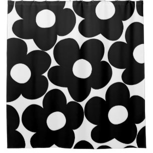 Rideaux De Douche Marguerites noires et blanches rétro #1 #décoratio