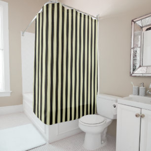 Rideaux De Douche Mariage à rayures noir et crème Élégant 