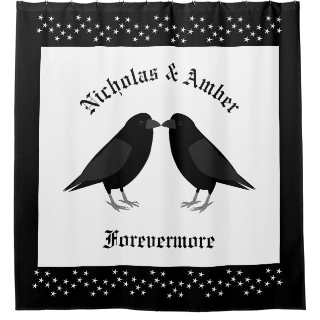 Rideaux De Douche Mariage gothique Baiser Ravens Personnalisé (Devant)