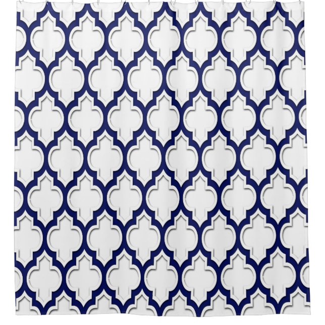 Rideaux De Douche Marine Bleu Blanc XL Marocain #4DS (Devant)