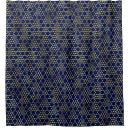 Rideaux De Douche Marine Blue & Gold Abstrait Motif géométrique Luxe