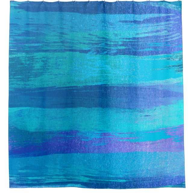 RIDEAUX DE DOUCHE MARINE DE L'OCÉAN BLEUE STROKES EMERALD MODERN (Devant)