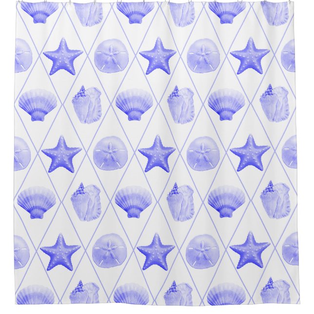 Rideaux De Douche Marines Bleus Costumes côtiers Starfish (Devant)