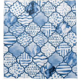 Rideaux De Douche Marocain géométrique, aquarelle motif sans couture