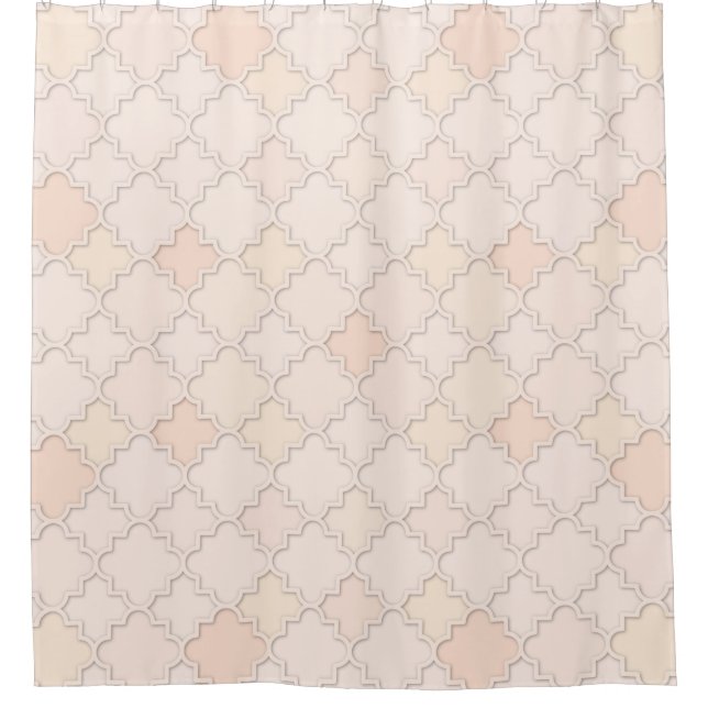 Rideaux De Douche Marocain Grand Quatrefoil Motif Pastel Melon (Devant)