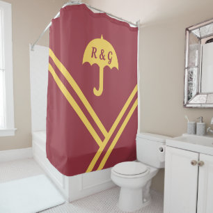 Rideaux De Douche Maroon Gold Stripes Parapluies