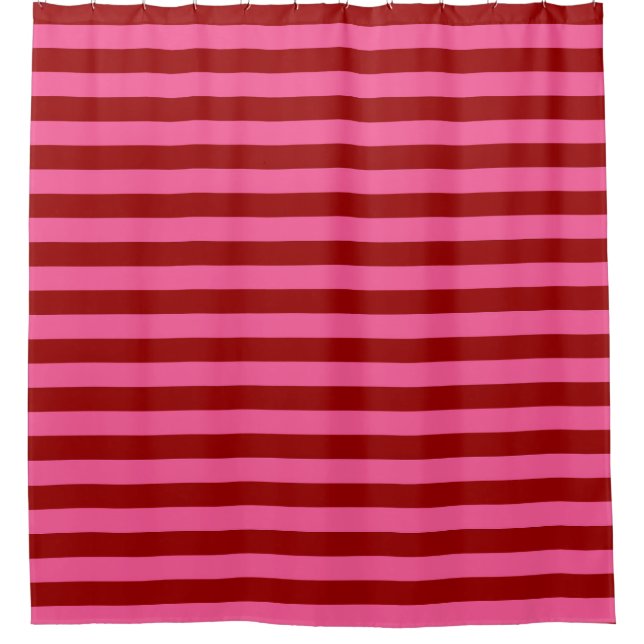 Rideaux De Douche Maroon Rouge rose rayures Design (Devant)