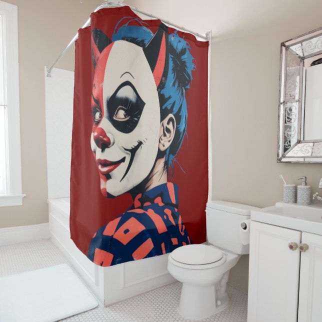 Rideaux De Douche Masque Edgy Harlequin (En situation)