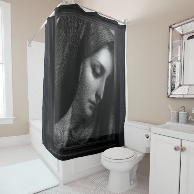Rideaux De Douche Mater Dolorosa Engraving par Carlo Dolci (En situation)