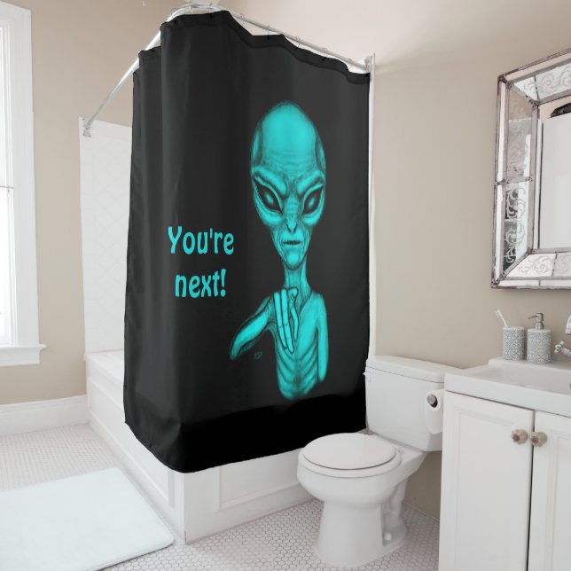 Rideaux De Douche Mauvais Alien, Tu es le prochain ! (En situation)