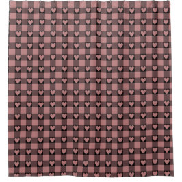 Rideaux De Douche Mauve Pink Black Buffalo Heart Plaid
