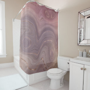Rideaux De Douche Mauve Strata Dusty Rose Rose Or Gris Agate