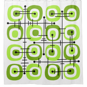 Rideaux De Douche MCM Moyen-siècle Abstrait Motif Chartreuse