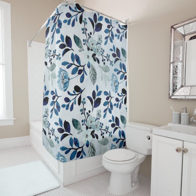 Rideaux De Douche Meadows Fleurs sauvages bleus  (En situation)