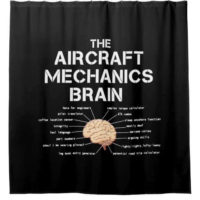 Rideaux De Douche Mécanique de l'aéronef Cerveau drôle Avion Hélicop (Devant)