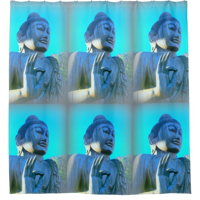 Rideaux De Douche méditation bouddha avec bleu mudra (Devant)