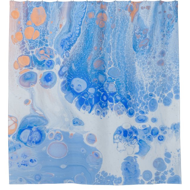 Rideaux De Douche Méduse orange et blanche dans l'eau (Devant)