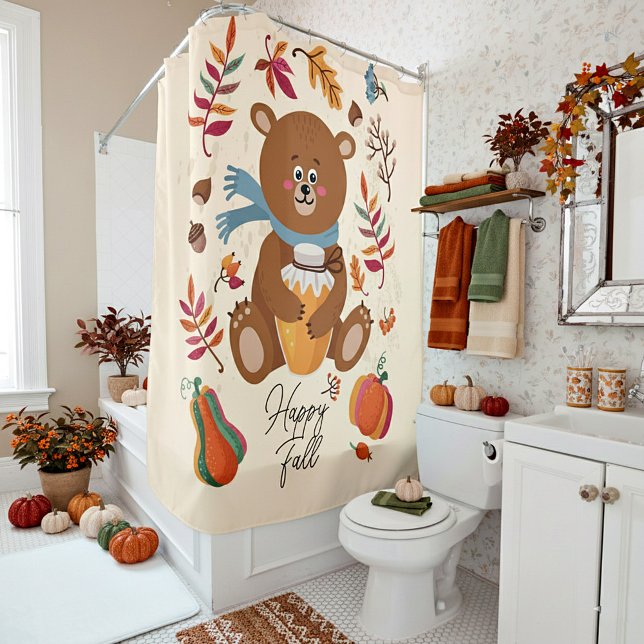 Rideaux De Douche Mel ours bébé automne avec miel et texte personnal (Créateur téléchargé)