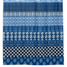 Rideaux De Douche Mélange africain bleu de motif