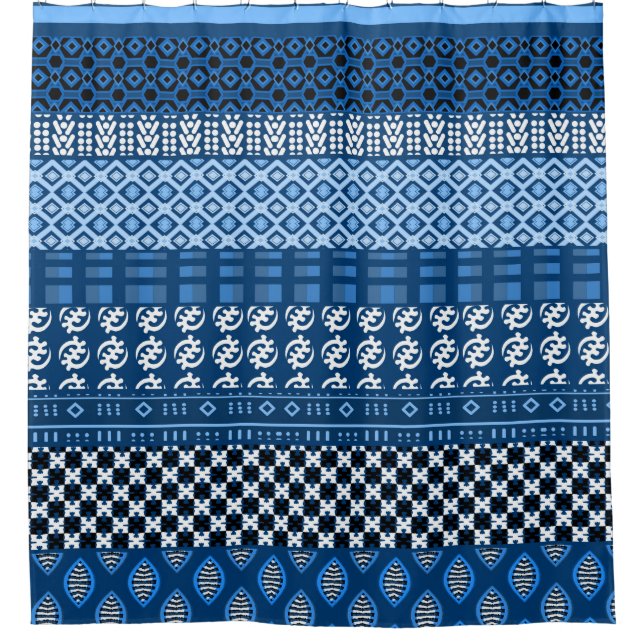 Rideaux De Douche Mélange africain bleu de motif (Devant)
