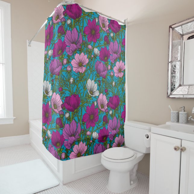 Rideaux De Douche Mélange cosmos bleu (En situation)