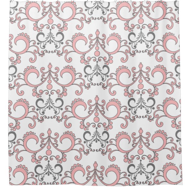 Rideaux De Douche Mélange et correspondance rose et gris (Devant)