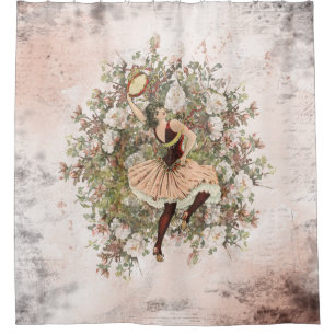 Rideaux De Douche Mélange floral gitan et match de danse vintage