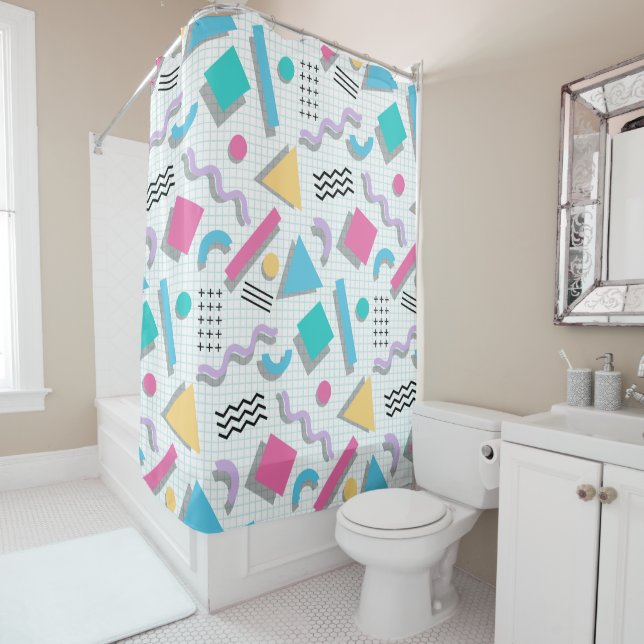 Rideaux De Douche Memphis Shapes (En situation)