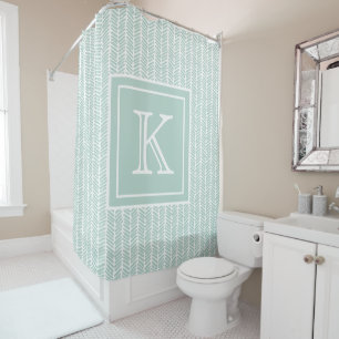 Rideaux De Douche Menthe Seaglass Vert Zigzag Blanc