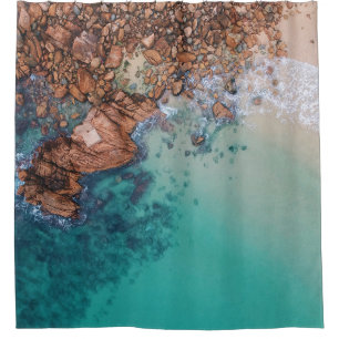 Rideaux De Douche Mer bleue claire et rochers