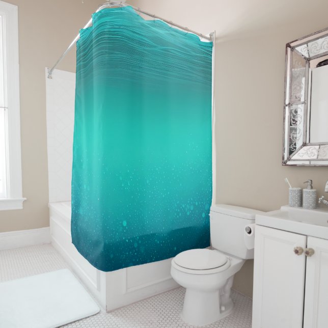 Rideaux De Douche Mer sous-marine Turquoise Blue Aqua (En situation)