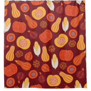 Rideaux De Douche Merci Citrouille Brown Motif sans Seamless.