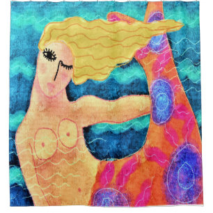 Rideaux De Douche Mermaid à l'art Abstrait de Red Tail