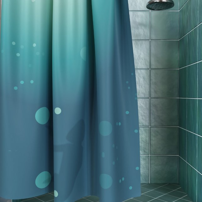Rideaux De Douche Mermaid Silhouette nage sous l'eau Vert Turquoise (A teal green/blue shower curtain perfect for mermaids. Check out the collection!)